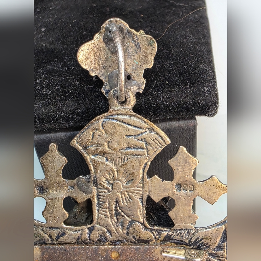ANTIQUE CONTINENTAL 800 SILVER GOTHIC CROSS Brooch / Pendant | ca. 1900-1915 - Picture 8 of 12